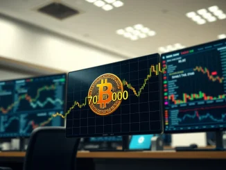 Bitcoin price chart analysis showing key $70,000 support level with institutional investment context