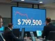 Trading floor display showing Bitcoin price drop below $80,000 with red chart trend