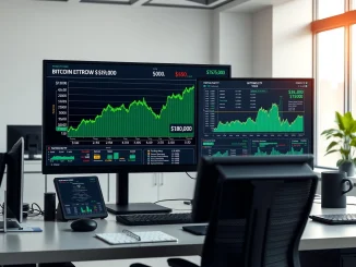 Financial trading desk with Bitcoin price chart showing recovery above $80,000