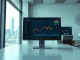 Financial trading desk monitoring cryptocurrency price charts and market data.