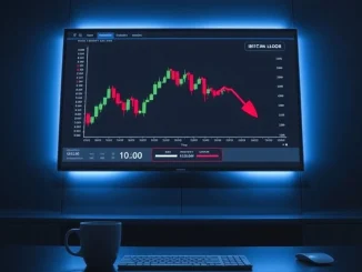 Bitcoin price chart with liquidation warning on trading screen