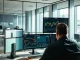 Professional trading desk monitors showing Bitcoin options and Ripple Prime platform interface