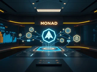 Digital interface showing Monad blockchain with tokenized institutional credit assets