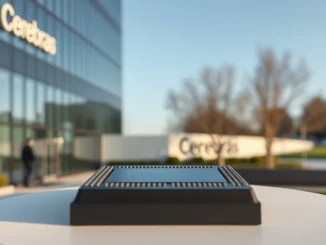Cerebras headquarters in Sunnyvale with a WSE-3 chip in foreground
