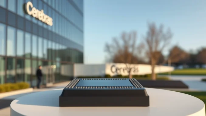 Cerebras headquarters in Sunnyvale with a WSE-3 chip in foreground