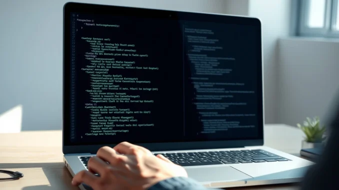 A developer uses the ChatGPT Codex tool for programming on a laptop.