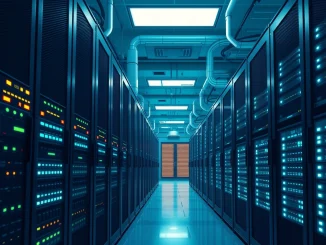 CoreWeave AI cloud infrastructure powering Anthropic's Claude model in a data center.