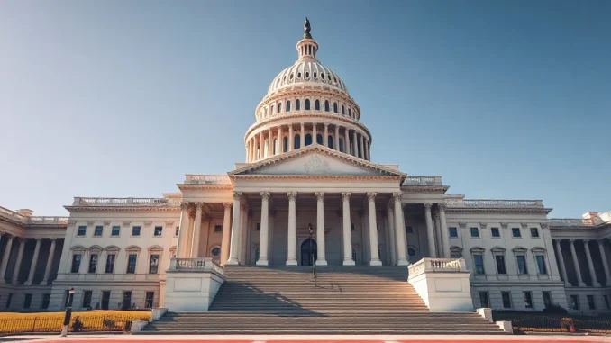 US Capitol building on a sunny day, representing federal regulatory and legislative oversight of crypto banking charters.