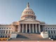 US Capitol building on a sunny day, representing federal regulatory and legislative oversight of crypto banking charters.