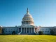 US Capitol building under clear blue sky, symbolizing crypto regulation debate.