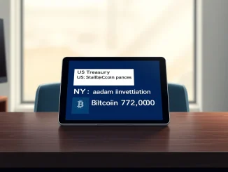 Breaking crypto news coverage on US Treasury stablecoin rules, Adam Back investigation, and Bitcoin price surge.