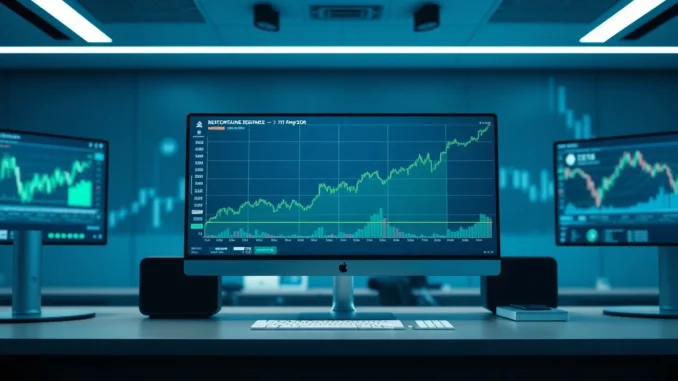 Financial chart showing CRV price trend with resistance level in a modern trading setup