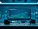 Financial chart showing CRV price trend with resistance level in a modern trading setup