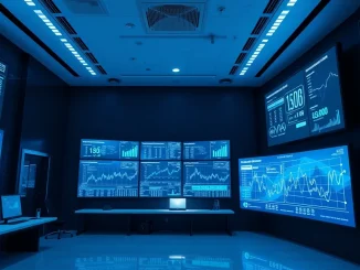 DTCC and Chainlink 24/7 collateral management network control room with blockchain data screens