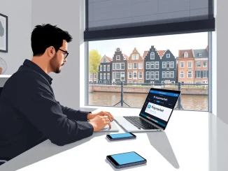 Dutch user accessing prediction markets on laptop with Kalshi and Hyperliquid interfaces despite Polymarket ban in Netherlands