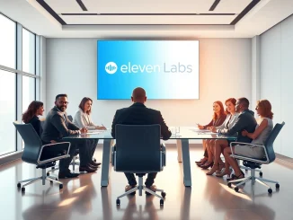 ElevenLabs voice AI company boardroom with BlackRock and Jamie Foxx investors discussing Series D funding