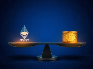 Conceptual image showing Ethereum's #2 crypto ranking challenged by the growing weight of Tether stablecoins.