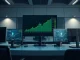 Ethereum price chart showing bullish momentum on a trading desk monitor