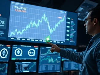 Analyst pointing at Ethereum price chart showing ETH surging past $2,300 on trading monitors