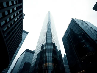 London financial district skyline under overcast sky, representing UK regulatory progress on tokenized funds.