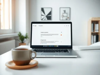 Laptop displaying Google search results with an AI Overview citing a Reddit thread