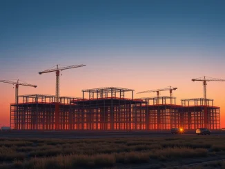 Construction of the Google-backed Anthropic data center project in Texas.