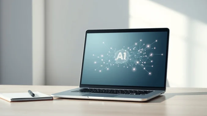 Google Workspace AI tools automating office productivity tasks on a laptop in a modern workspace.