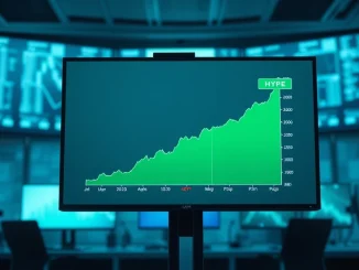 Trading dashboard showing Hyperliquid (HYPE) chart with upward trend approaching all-time high.