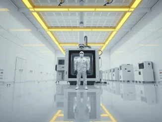 Inside a semiconductor clean room for Intel's Terafab chip project with Tesla and SpaceX.