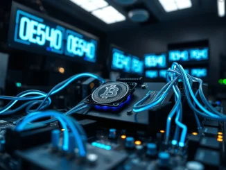Close-up of a glowing computer motherboard representing the Internet Computer blockchain network