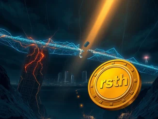 Kelp DAO rsETH token falling into a dark void after a bridge exploit, representing the migration to Chainlink CCIP.