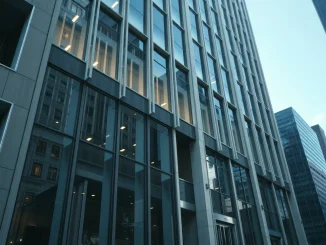 Exterior of a modern financial office building representing institutional crypto banking regulation