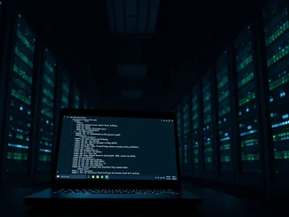 Linux Copy Fail vulnerability exploit Python script on a laptop in a server room