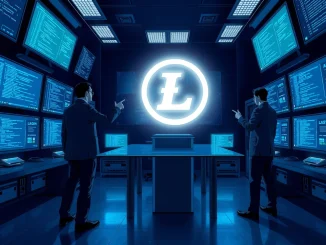 Litecoin post-attack update showing security analysts examining blockchain data for zero-day exploit evidence.