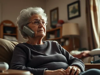 Senior woman talking on smartphone at home, representing AI-enabled chronic care under Medicare's ACCESS program