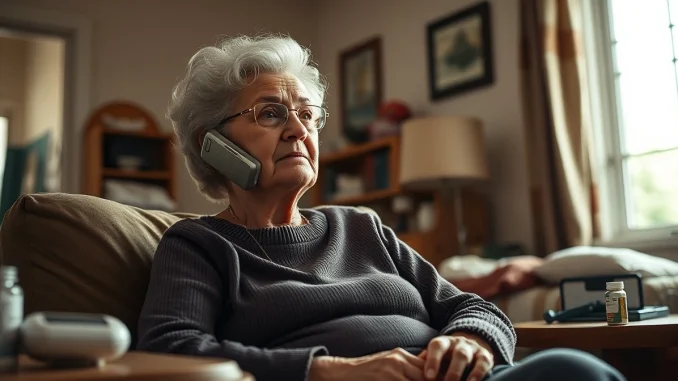 Senior woman talking on smartphone at home, representing AI-enabled chronic care under Medicare's ACCESS program