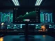 MEGA token price chart on a professional trading monitor in a dimly lit office, representing the new buyback program.