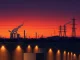 Meta's AI data center and natural gas power plants at dusk, illustrating the scale of energy demand.