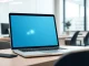 Laptop showing AI interface representing Microsoft Copilot's terms of service warning.