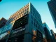 Morgan Stanley building with digital Bitcoin price display in New York City