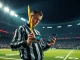 A referee reviews a prediction market interface on a phone, symbolizing the NFL's integrity concerns over betting.