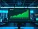 Notcoin (NOT) price chart on a trading monitor in a professional office setting