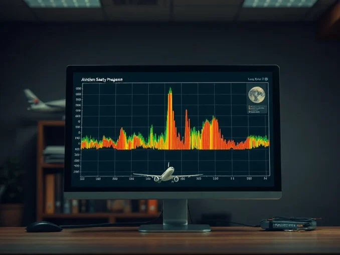 NTSB office desk with a monitor showing a spectrogram image used for audio reconstruction.