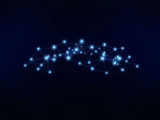 Blockchain network visualization representing Origin Protocol OGN cryptocurrency market analysis