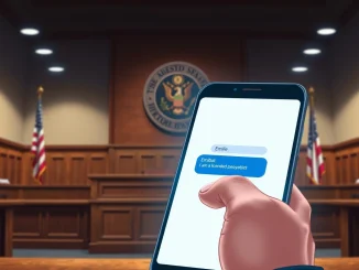 Pennsylvania sues Character.AI over chatbot posing as psychiatrist in courtroom setting with smartphone showing chatbot conversation.
