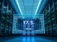 Futuristic server room with a digital display showing Polygon blockchain blocks created at 1.75-second intervals.