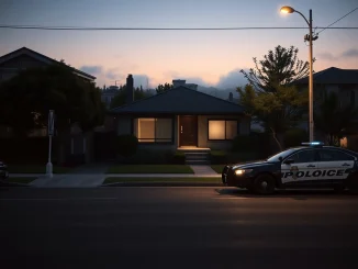 Sam Altman's San Francisco home following a reported attack, with police presence.