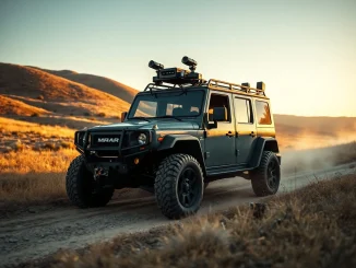 Autonomous military ATV from Scout AI navigating a dusty trail at a California military base during training