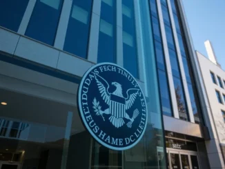 Exterior of SEC headquarters in Washington D.C. on a sunny day, symbolizing regulatory scrutiny of prediction market ETFs.