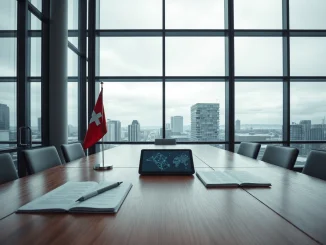 Modern research institute interior in Zurich with conference table and blockchain documents, representing Solana's European institutional push